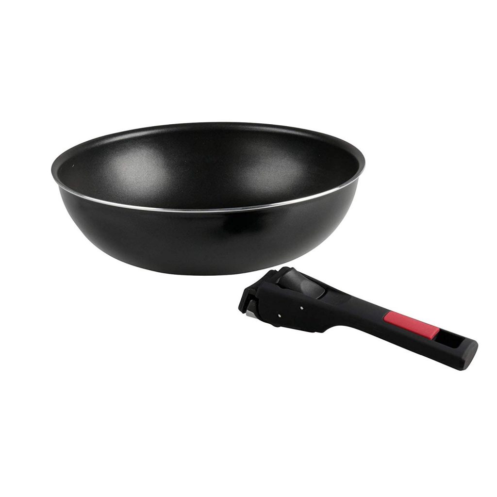 wok stackable pan with detachable handles