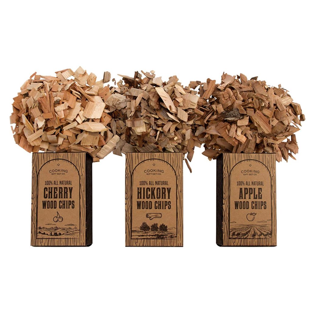 A picture of hickory wood chips used in barbecue grilling 