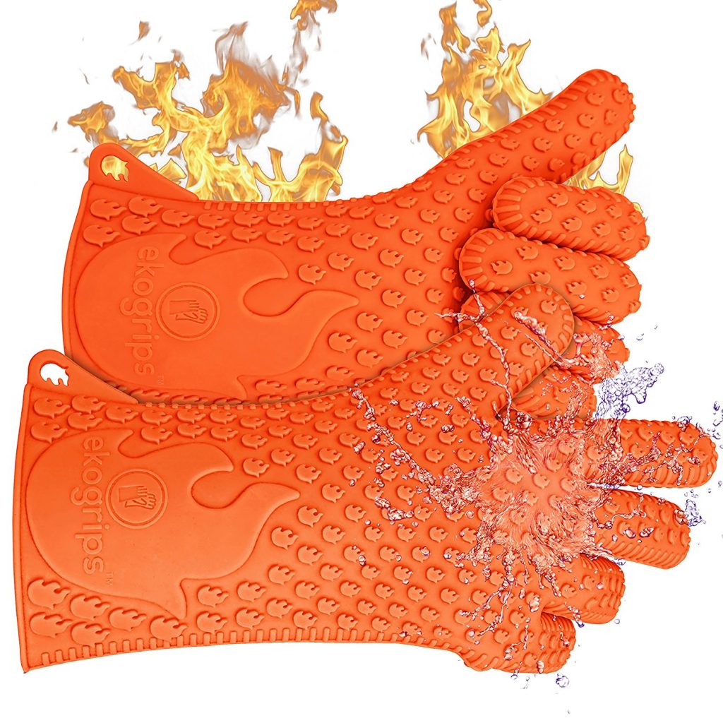 Jolly green silicone heat resistant barbecue grill gloves