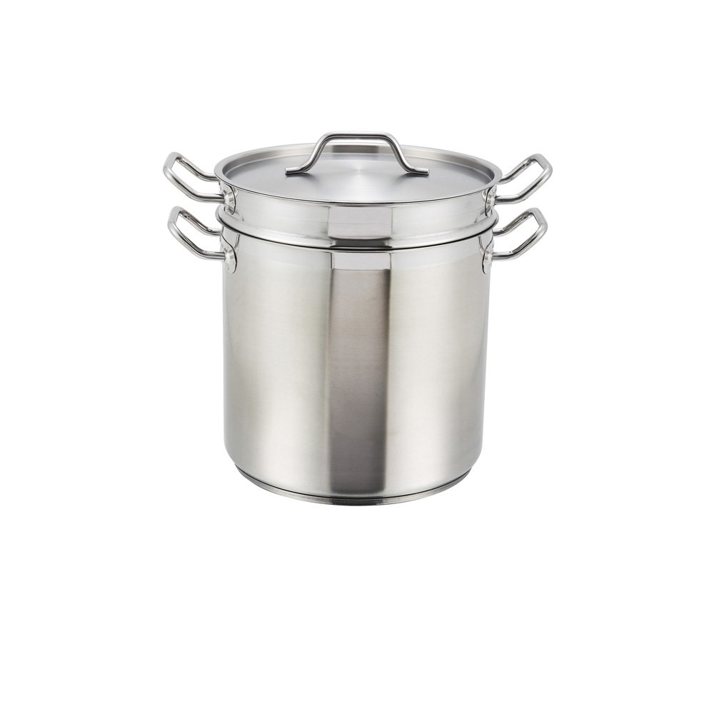 winco commercial stainless steel double boiler with cover