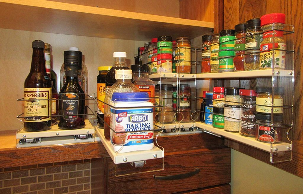 Spice rack holder cabinet mounted with 3 drawers and 30 capacity