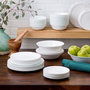 Corelle service for 12, white frost lead free dinnerware set