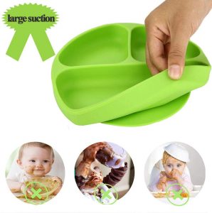 Picture showing toddler plate suction sticking to the table