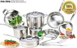 mockins stainless steel cookware sets for gas stove