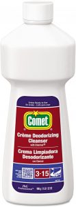 comet deodorizing cleanser on stainless steel