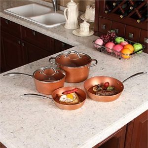 Copper Hammered Non stick Induction cookware set