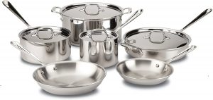 All clad stainless steel cookware set, Pots and Pans.