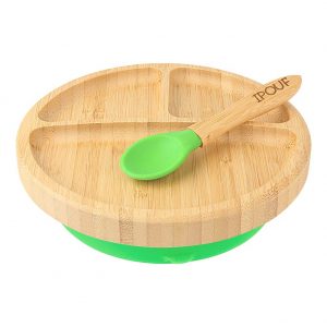 Natural Bamboo children suction plate that can stick to the table