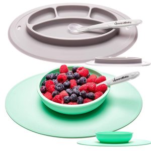 Upward toddler and baby plates with suction