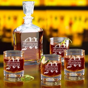 5 Pcs Personslized whiskey decanter set