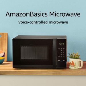 Compact AmazonBasics Microwave with Alexa Voice Control