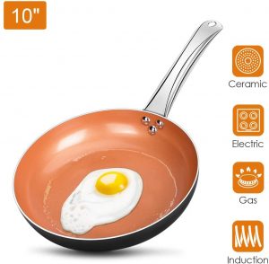 best copper non stick frying pan for electric, ceramic, gas and induction stove tops