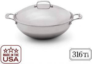 Best Wok for Induction - Titanium stainless steel Heritage Wok with Lid