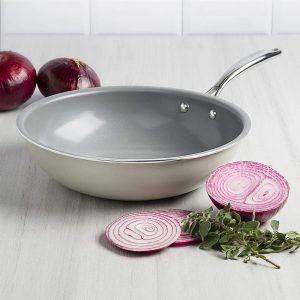 Non-stick ceramic Wok flat bottom for gas and electric stovetops