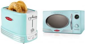 Nostalgia Aqua Microwave and toaster Bundle