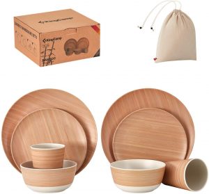 cadmium and lead free reusable bamboo dinnerware set