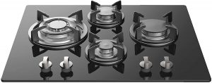 Gas tempered glass cooktop