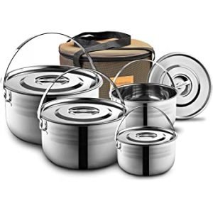 Open fire cookware for camping