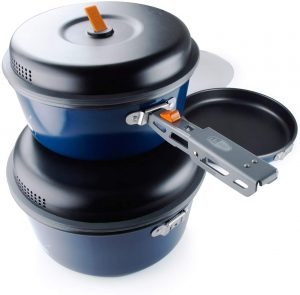 Outdoor nesting cook set for open fire cooking