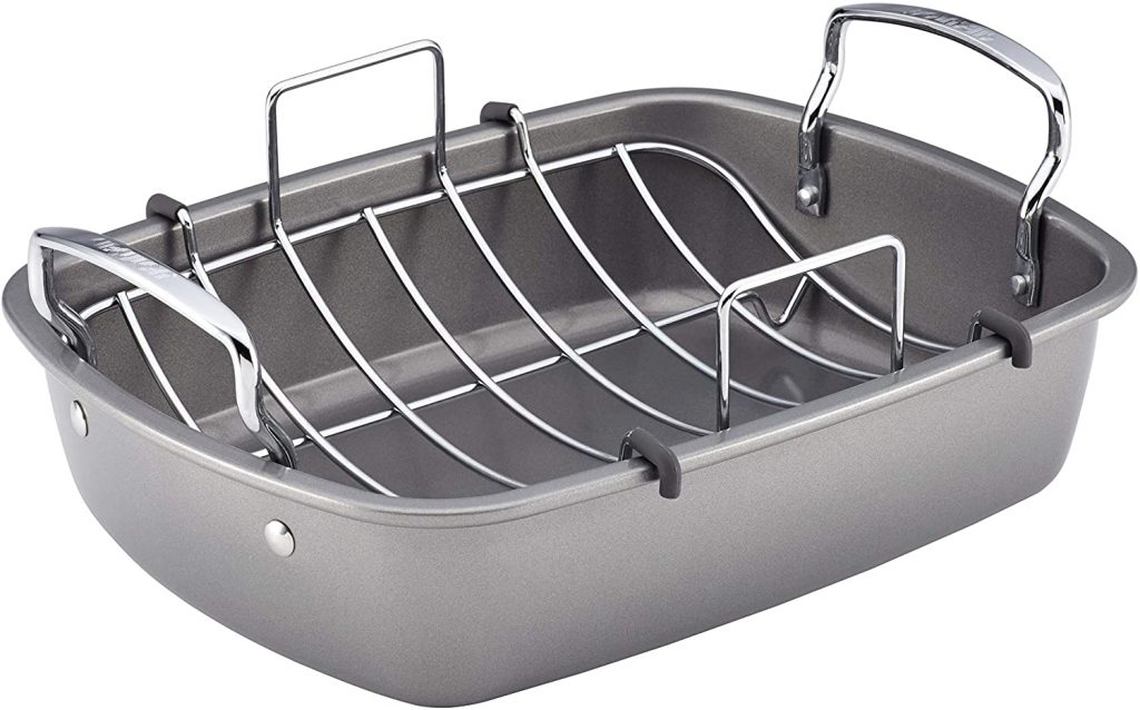 Best affordable steel non stick Circulon roasting pan with rack for prime rib