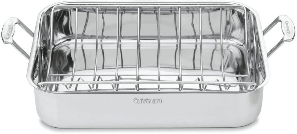 Stainless steel Cuisinart chef's roasting pan with rack