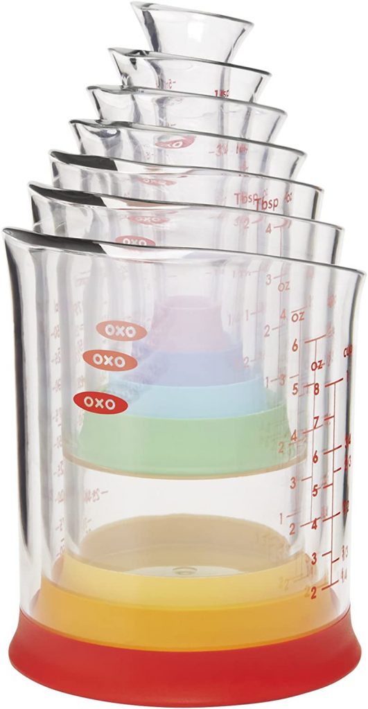 Liquid measuring cup sizes -OXO Good Grips  Measuring Beaker Set Ideal for measuring liquids such as water, milk, oil, vinegar and vanilla