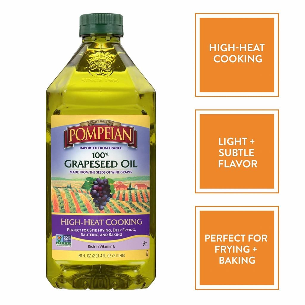Grapeseed oil for high heat and used for seasoning cast iron skillet