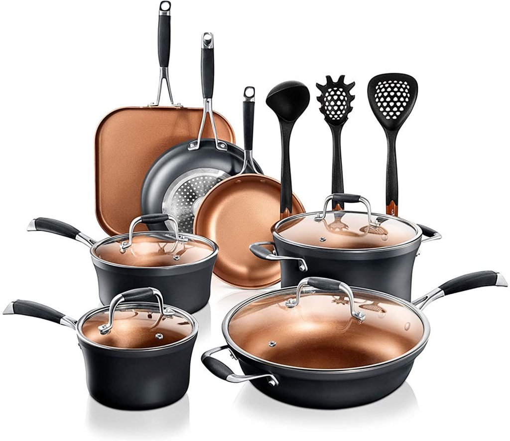 NutriChef lightweight pots and pans for elderly and weak hands